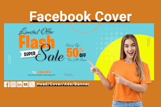 design facebook cover, youtube banner, linkedin cover, more