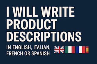 write product descriptions in english italian french  spanish