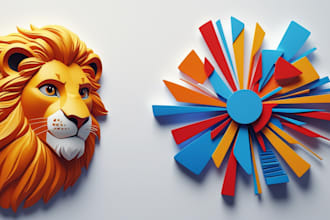 design outstandin lion mascot logo with express delivery