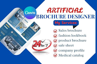 do canva sales brochure, lookbook, brochure, sale sheet, company profile in 24