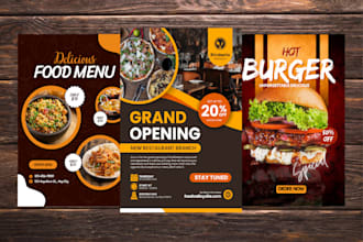 professional restaurant flyers food menus and grand opening posters