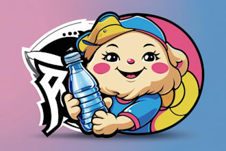 design realistic water bottol logo with creative concepts