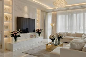 do livingroom interior design and 3d rendering