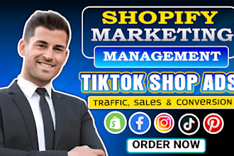shopify SEO marketing tiktok shop setup manage facebook ads dropship promotion