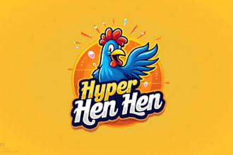 design hyper hen mascot logo with express delivery