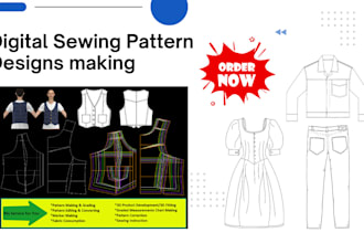 create custom sewing patterns with size grading  dxf ready for production