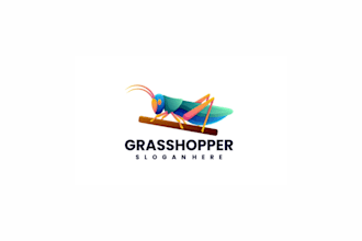 design minimalist grasshopper logo with clean and modern style