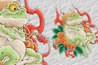 draw professional japanese traditional or neo traditional illustration