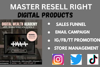 promote master resell right course with sales funnel for passive income