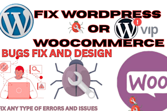 fix wordpress website bugs and repair woocommerce store issues and errors