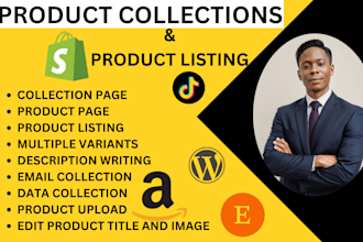 do shopify product listing edit image title menu page collection management