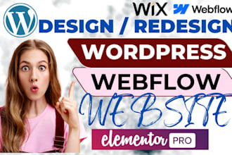 build custom elementor pro wordpress website wix landing page webflow design