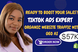 do organic website traffic, shopify marketing, tiktok ads to boost shopify sales