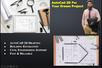 create 2d floor plan in autocad and building estimate