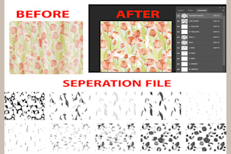 redraw and color separation for your screen printing