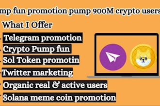 crypto token promotion, crypto telegram promotion, meme coin, pump fun token