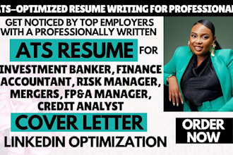 write CV resume for finance investment bankers accountant mergers professionals