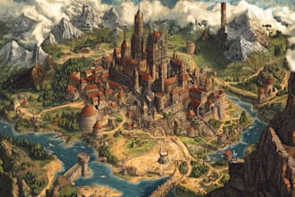 make fantasy map illustration for dnd, novels and games