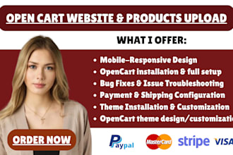 design or build open cart website upload or add products fix open cart errors