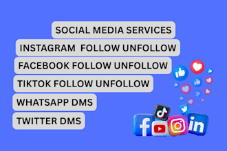 unfollow instagram, facebook, twitter following and send dms