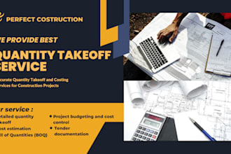 do quantity take off, material take off, cost estimation as a quantity surveyor