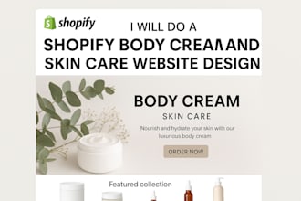 design money making body cream shopify store, skin care website