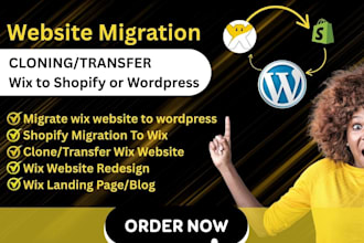 clone, transfer or migrate your wix website to wordpress or shopify store