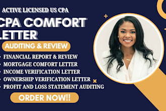prepare US CPA letter CPA comfort letter CPA verification letter profit and loss