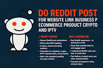 do reddit post for website link business page ecommerce product crypto and iptv