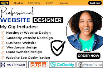 build or redesign hostinger, duda, wordpress, godaddy, business website design