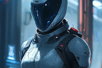 create a sci fi character illustration or sci fi character