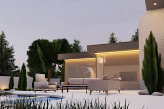 design garden, pool, patio, yard, terrace, fireplace, hot tub, villa landscape