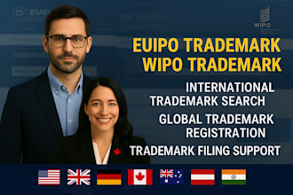assist with euipo or wipo trademark search and global application support