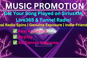 spin your track on siriusxm, live365, tunnel, online radio stations