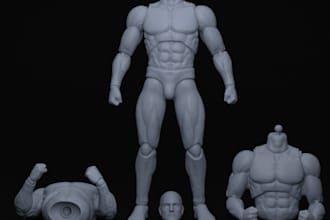 sculpt 3d action figure, articulated action figure modify figure stl for print