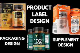 do product label design, product packaging design, and supplement label design