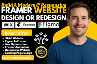 develop framer website, figma to framer website design wix animated landing page