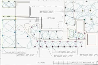 design irrigation plan, drip sprinklers, piping layout, plumbing plan,floor plan