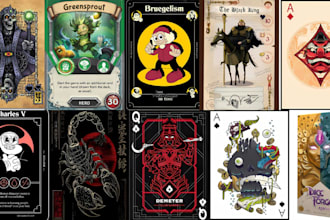 design custom card game templates with unique illustrations and layouts