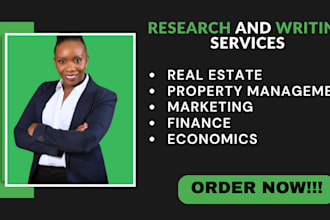write on real estate, property management, marketing, financing and economics