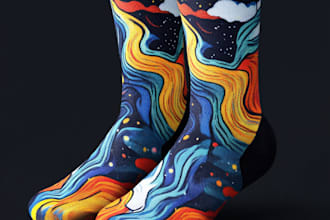 draw a custom and unique socks design art for you
