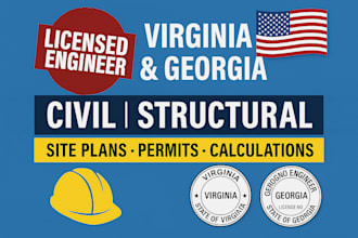 review and stamp as licensed civil structural engineer in virginia and georgia