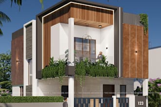 design and render realistic 3d exterior elevation