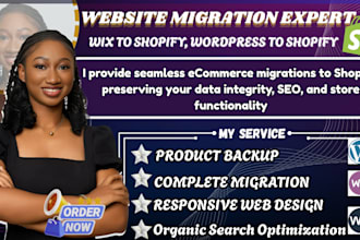 migrate your website to shopify from wix,  wordpress, magento, or woocommerce