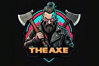 design high quality axe mascot logo with creative concepts