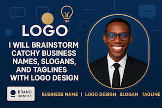 create and brainstorm catchy business name logo design brand slogan tagline name