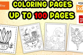 illustrate 100 coloring book pages for kdp or etsy