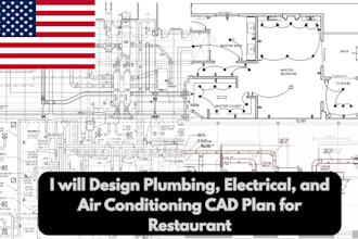 design plumbing, electrical, and air conditioning cad plan for restaurant