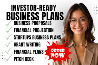 create investor ready business plans, pitch deck, and franchise proposal