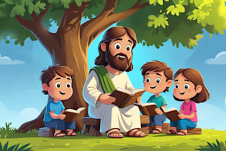 design christian children book, bible story, kid picture book, KDP book cover
